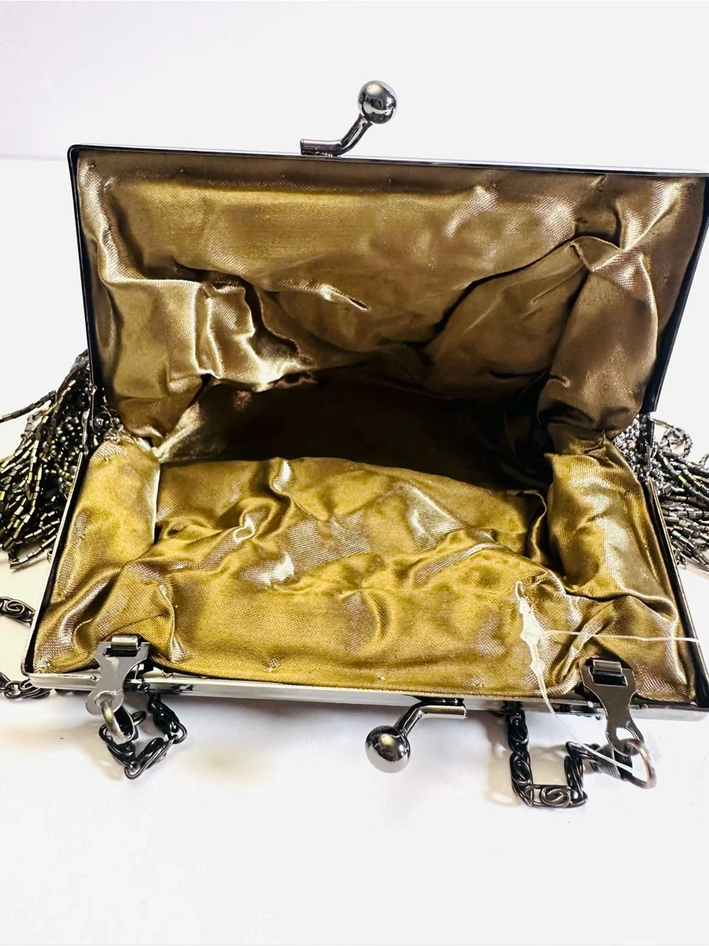 Olive green Mary Frances INSPIRED Mini Kiss Lock Beaded Evening Bag NWOT